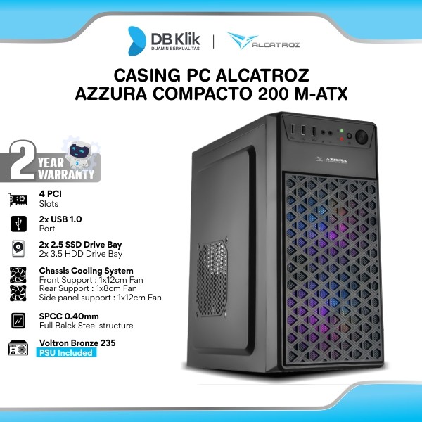 Casing PC Alcatroz Azzura Compacto 200 m-Atx with PSU Voltron Bronze 235