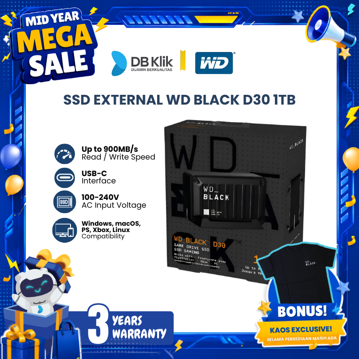 SSD External WD BLACK D30 1TB Game Drive USB3.2-WD BLACK 1TB D30 USB C