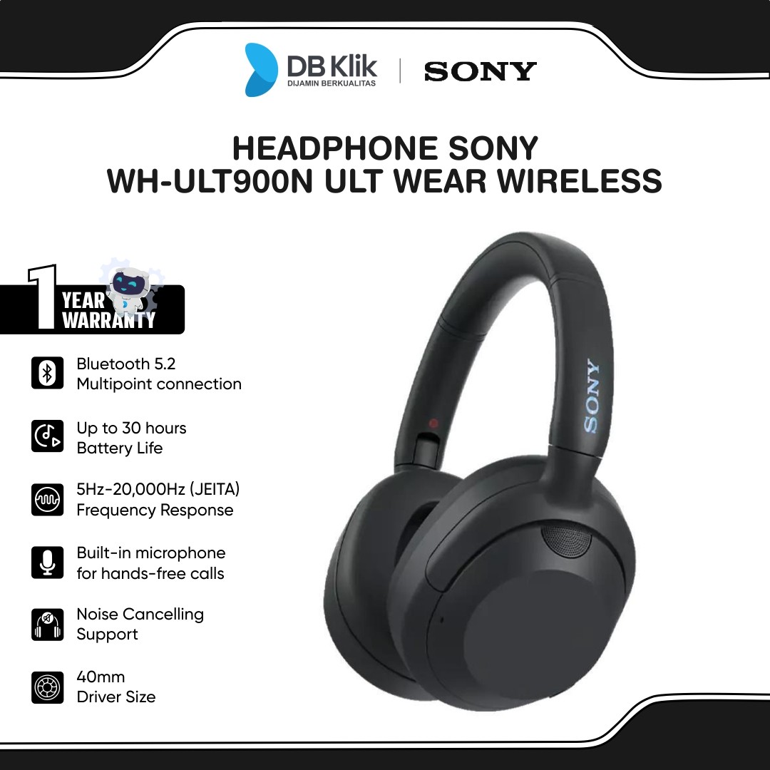 Headphone SONY WH-ULT900N ULT Wear Wireless Bluetooth Noise Cancelling - Headset WH-ULT900N/B