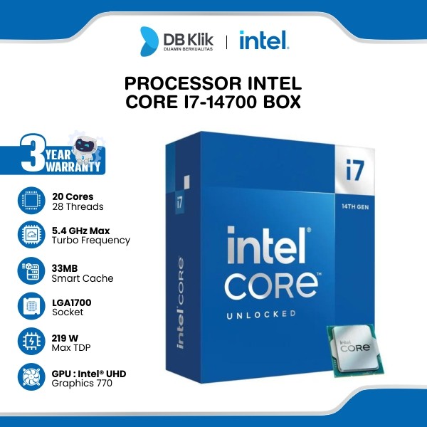 Processor Intel Core i7-14700 Box 5.4GHz LGA1700 - Intel i7 14700