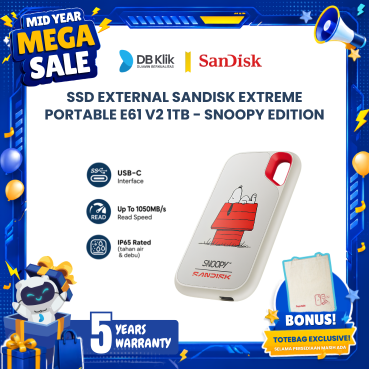 SanDisk Extreme Portable E61 V2 Snoopy Edition SSD External 1TB USB-C - Limited Edition