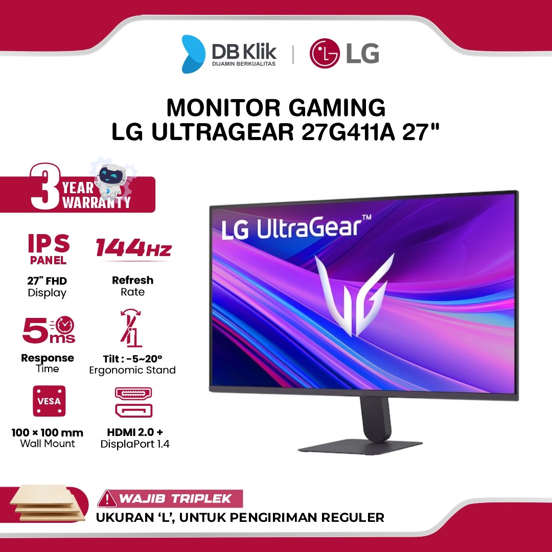 Monitor Gaming LG UltraGear 27G411A 27" FHD IPS  144Hz 5ms AMD FreeSync + NVIDIA G-Sync HDR10 HDMI DP