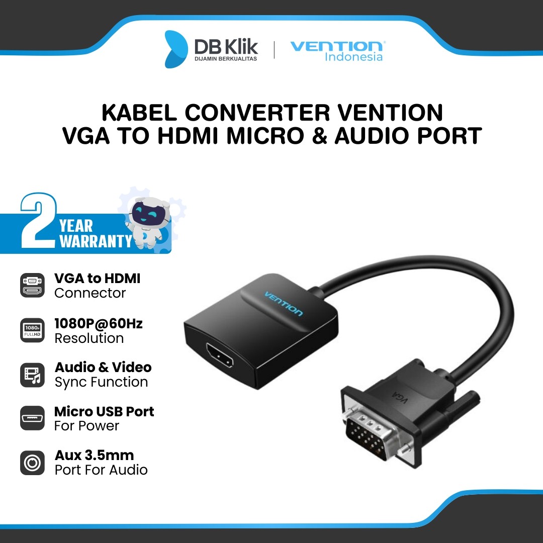 Kabel Converter Vention VGA to HDMI Micro & Audio Port - Kabel Converter VGA Male to HDMI Female ACNBB
