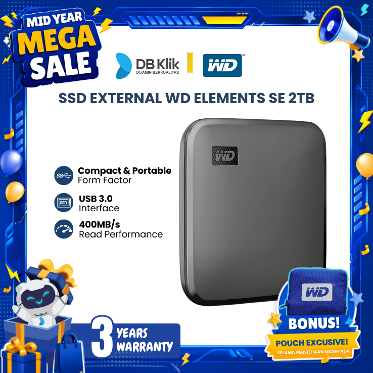 SSD External WD Elements SE Portable 2TB USB 3.0