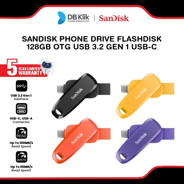 SanDisk Phone Drive Flashdisk 128GB OTG USB 3.2 Gen 1 USB-C
