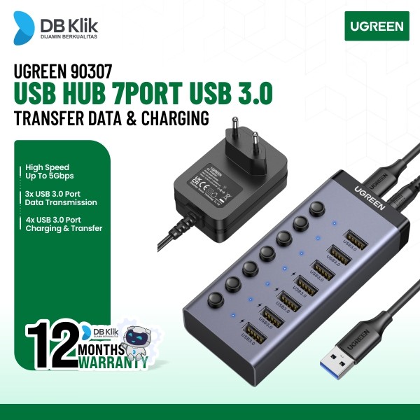 Powered USB Hub UGreen 7Port USB 3.0 4Charging Port + DC Adaptor 90307