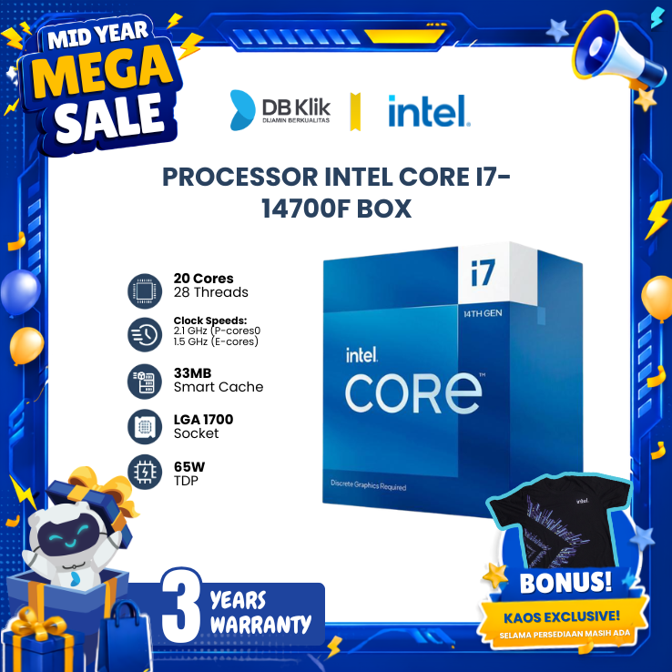 Processor Intel Core i7-14700F Box 5.40GHz LGA1700 - Intel i7 14700F