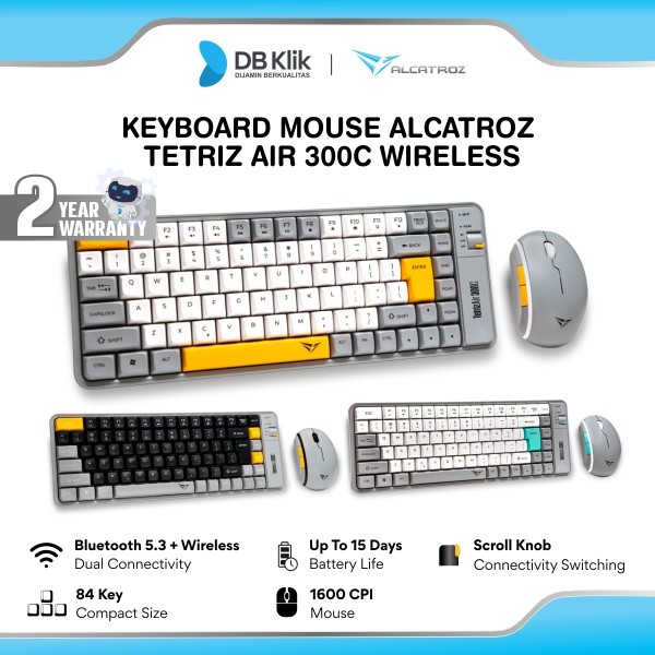 Keyboard Mouse Combo Alcatroz Tetriz AIR 300C Dual Mode Wireless 2.4Ghz + Bluetooth 5.3
