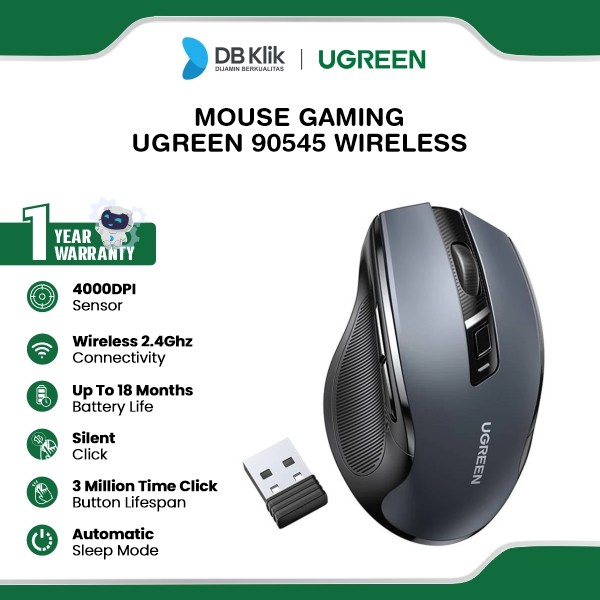 Mouse Gaming UGreen 4000 DPI Silent Click Wireless Ergonomic (90545)
