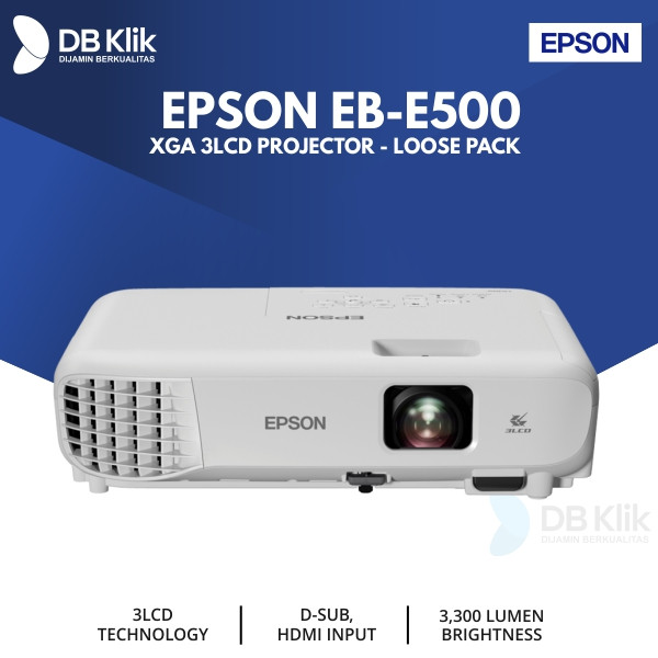Projector EPSON EB-E500 3300 ANSI Lumens VGA HDMI - EPSON EB E500