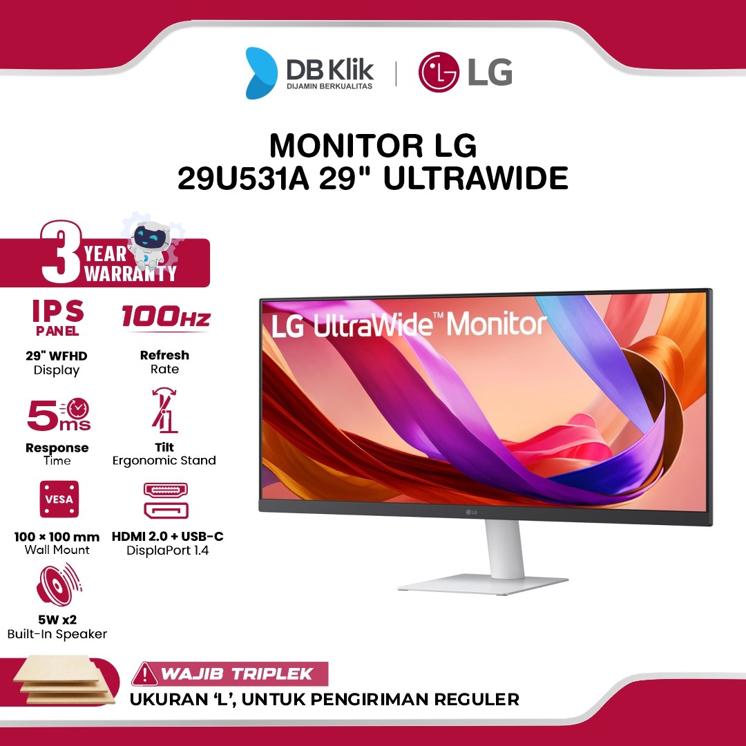 Monitor LG UltraWide 29U531A 29" FHD IPS 100Hz 5ms Built in Speaker HDR10 HDMI DP USB C