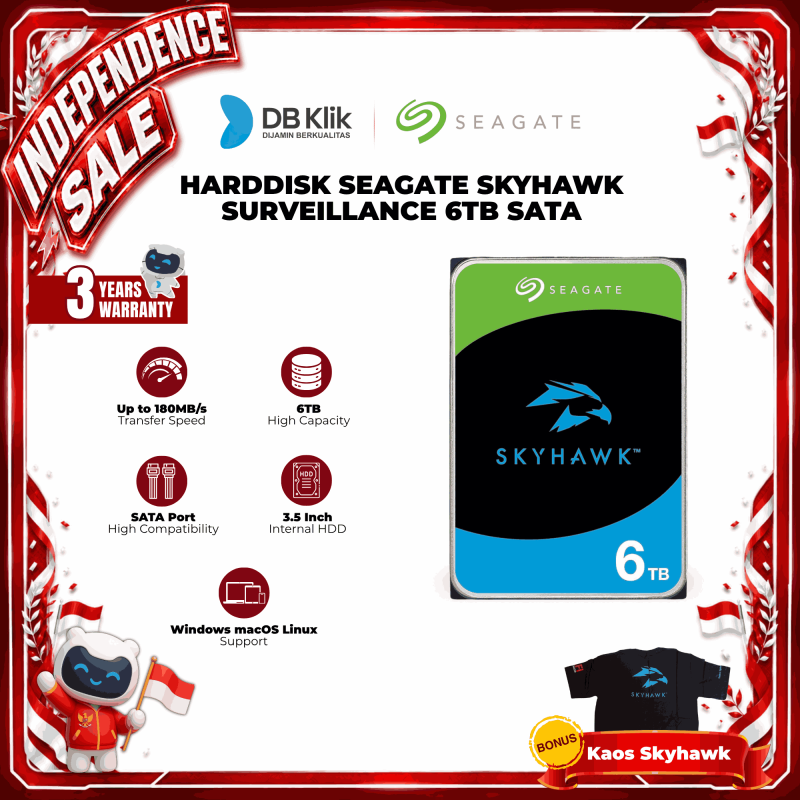 Hardisk Internal Seagate SkyHawk Surveillance 6TB SATA
