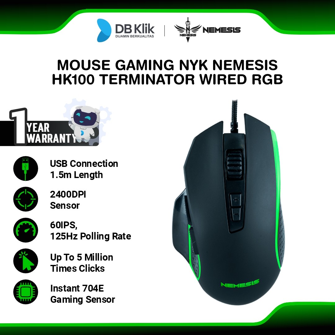 Mouse Gaming NYK Nemesis HK100 TERMINATOR Wired 2400DPI RGB (MSG N100)