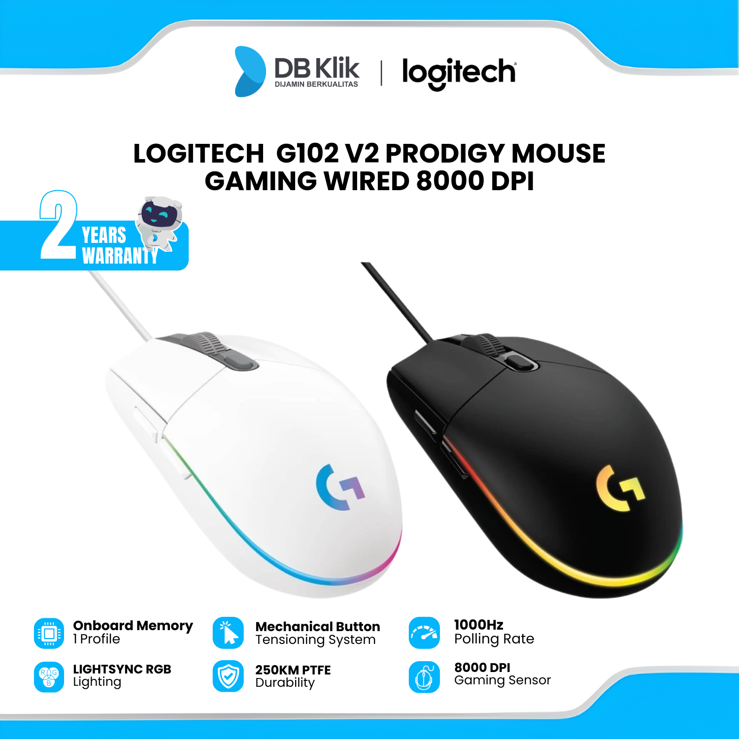 Mouse Gaming Logitech G102 V2 Lightsync RGB - Logitech G 102 V 2 RGB