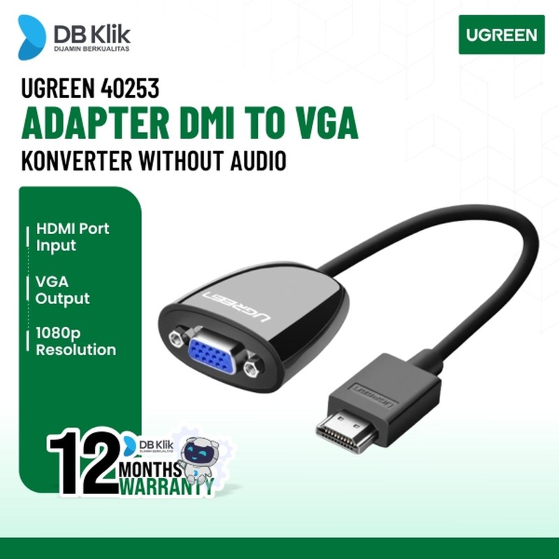 Konverter UGreen HDMI to VGA Without Audio - Black (40253)