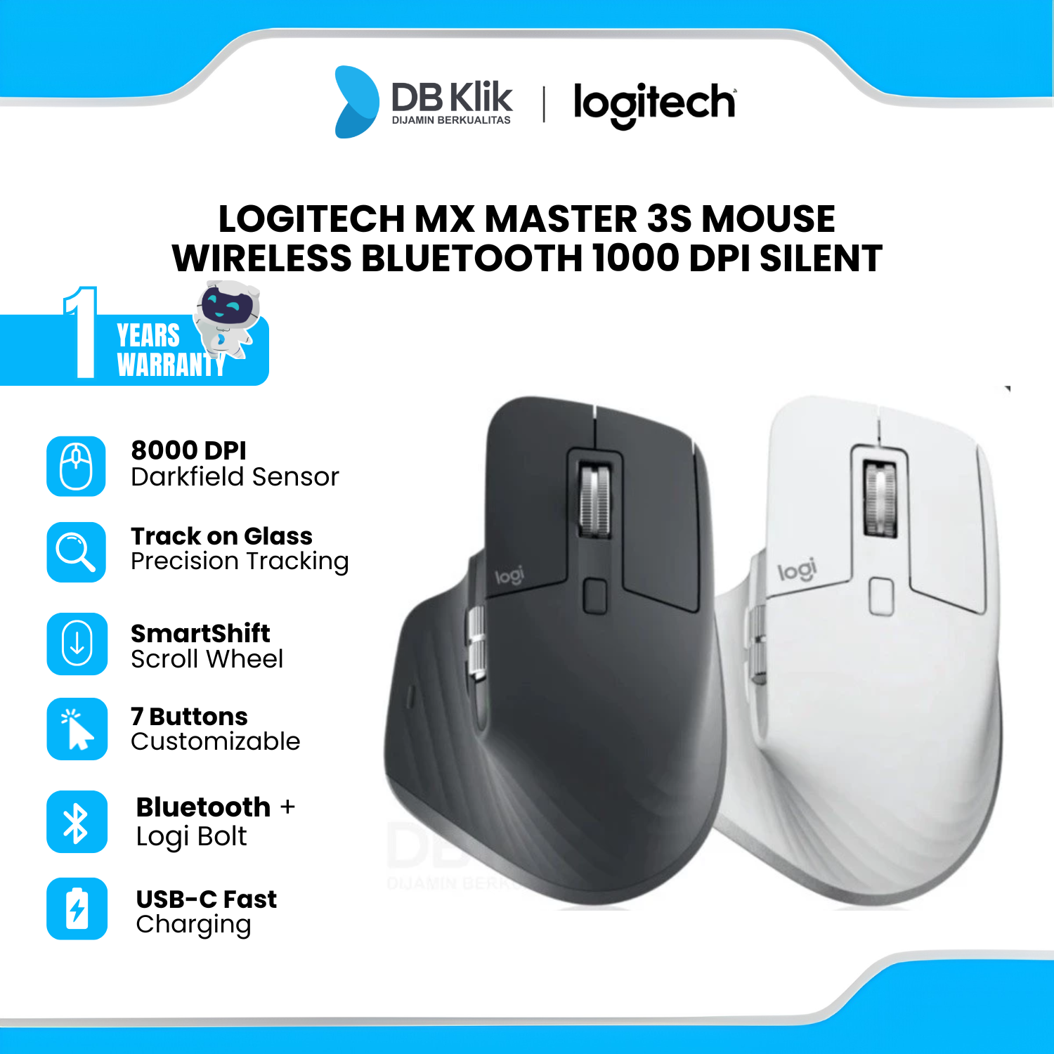Mouse Logitech MX Master 3S Wireless Bluetooth Quiet Click 1000DPI