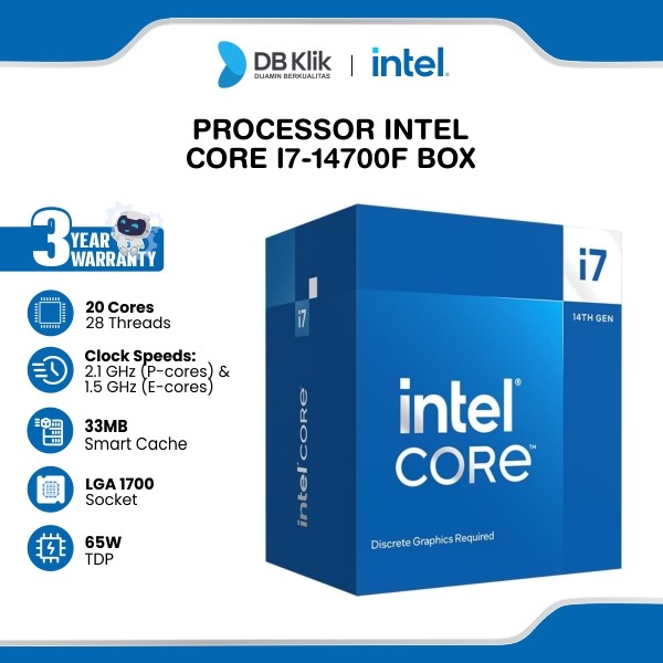 Processor Intel Core i7-14700F Box 5.40GHz LGA1700 - Intel i7 14700F