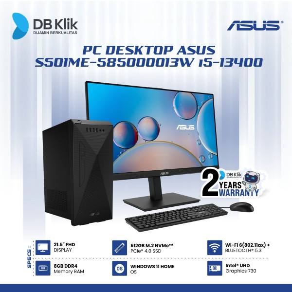 PC Desktop Asus S501ME-585000013W i5-13400 8/512GB Win 11 LED 21,5"