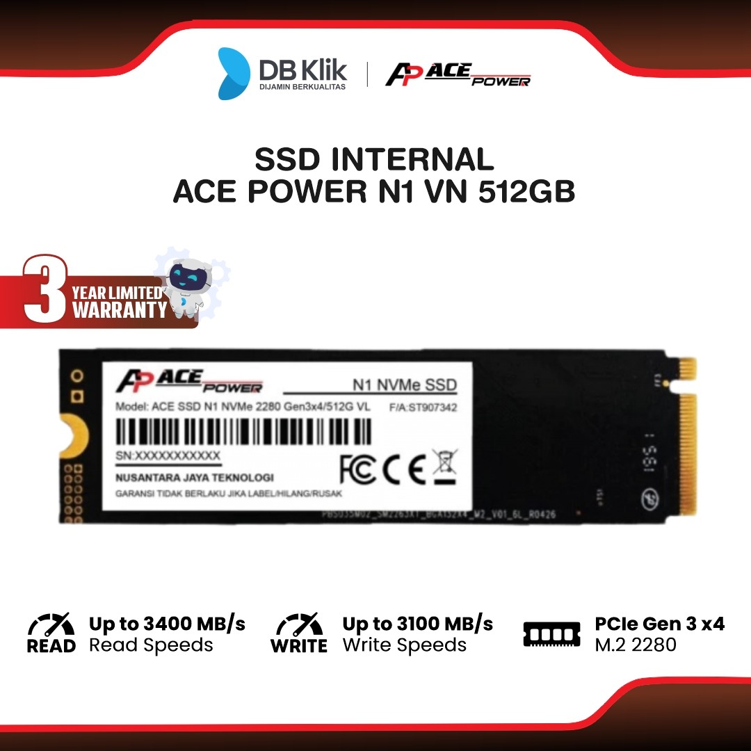 SSD Internal Ace Power N1 VN 512GB M.2 NVMe PCIe Gen 3