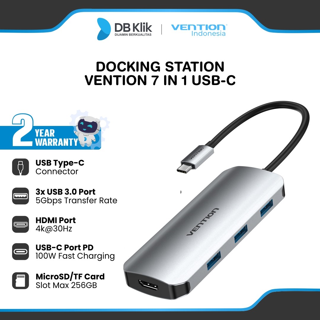 Docking Station Vention 7 in 1 USB C Thunderbolt HDMI PD-Vention - Docking Station 7 in 1 TOJHB