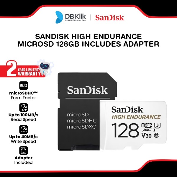 SanDisk High Endurance MicroSD 128GB SDXC includes adapter