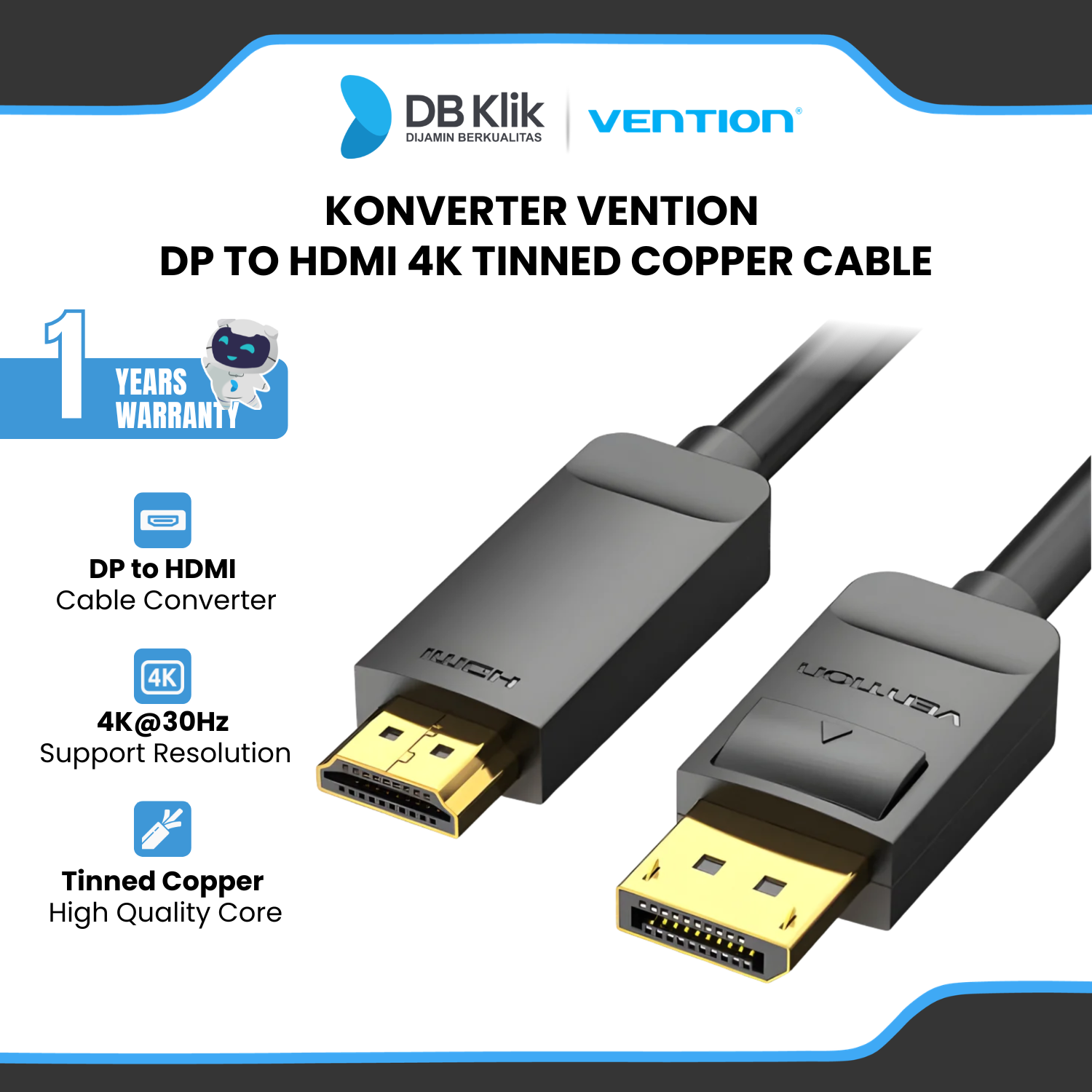 Konverter Vention DP to HDMI 4K Tinned Copper Cable