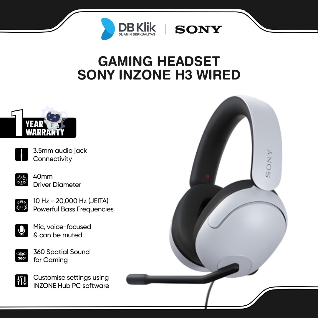 Gaming Headset SONY INZONE H3 Wired USB 360 Spatial Sound - Headphone