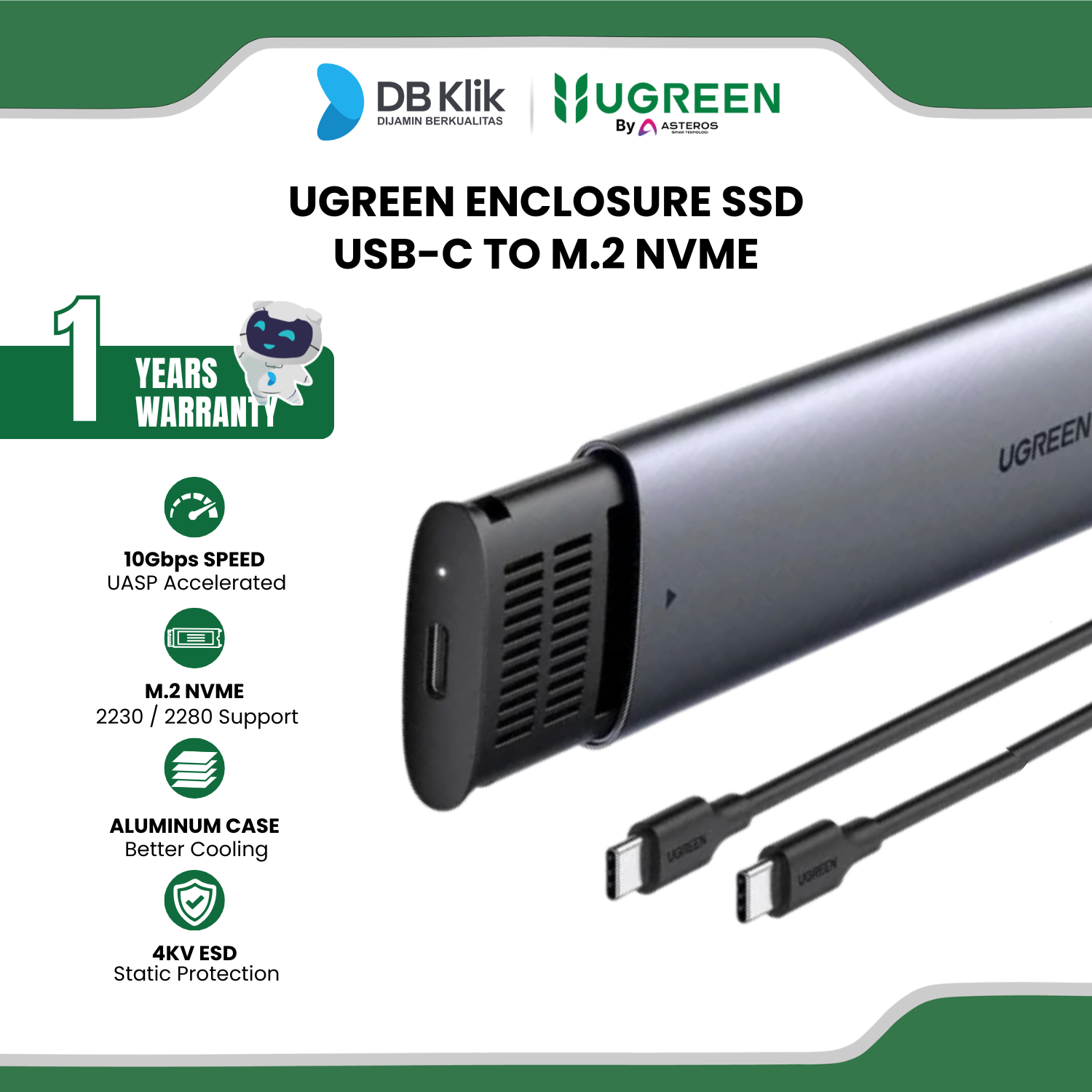 Enclosure SSD UGreen USB-C to M.2 NVME (10902) - Ugreen 10902