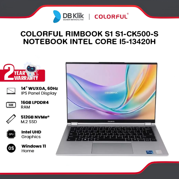 COLORFUL RIMBOOK S1 S1-CK500-S Notebook INTEL Core i5-13420H 16GB DDR4/512GB M.2 NVMe INTEL UHD Windows 11 Home 14" IPS FHD - Silver