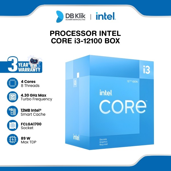 Processor INTEL Core i3-12100 Box 3.3GHz LGA1700 - Intel I3 12100 Box