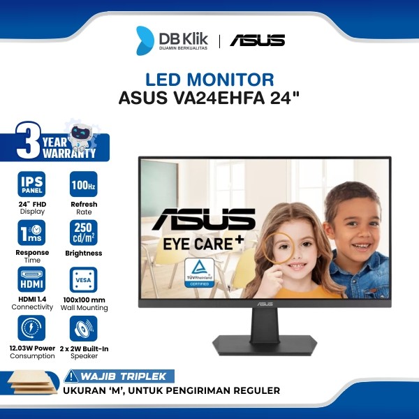 Led Monitor Asus VA24EHFA 24" Fhd IPS 100Hz 1ms Adaptive-sync Hdmi