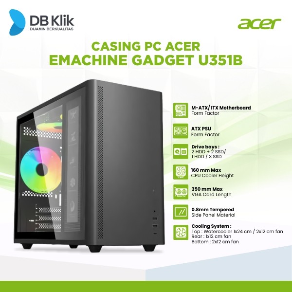 Casing PC Acer Emachine Gadget U351B m-Atx Black - U351