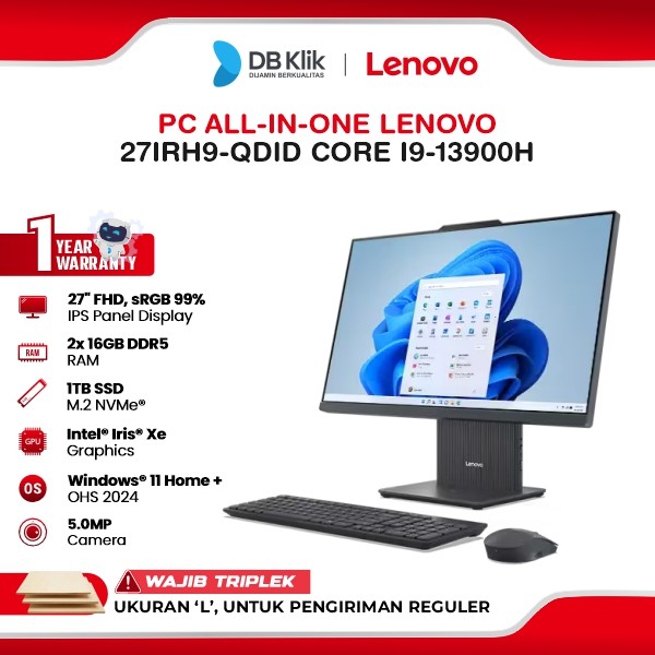 PC AIO Lenovo 27IRH9-QDID Core i9-13900H 32GB/1TB Windows 11 Home + Office Home Student 2024 27" IPS QHD - Luna Grey