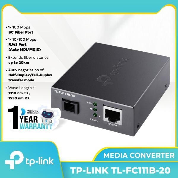 Media Converter TP-LINK TL-FC111B-20 - TPLink FC111B TX1310nm RX1550nm
