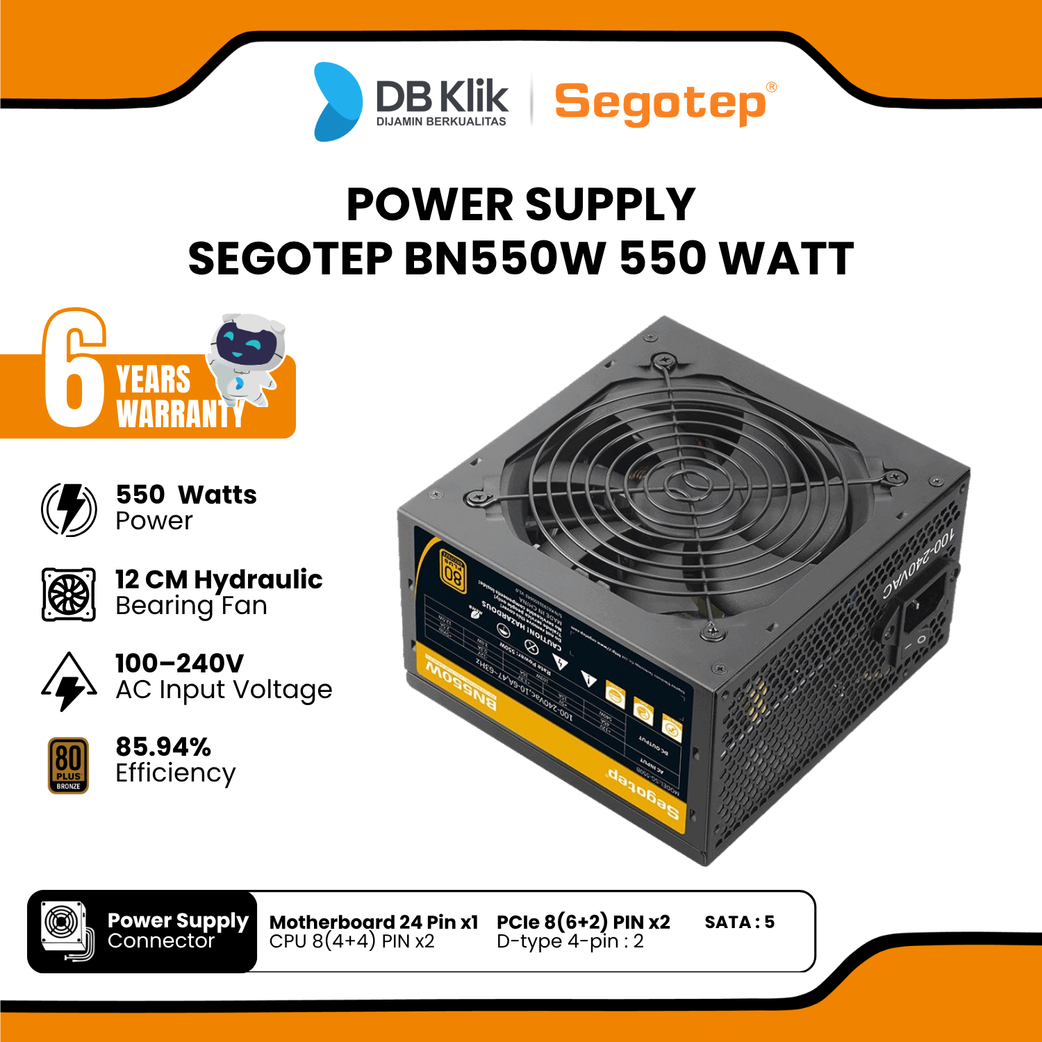 Power Supply SEGOTEP BN550W 550 Watt 80+ Bronze