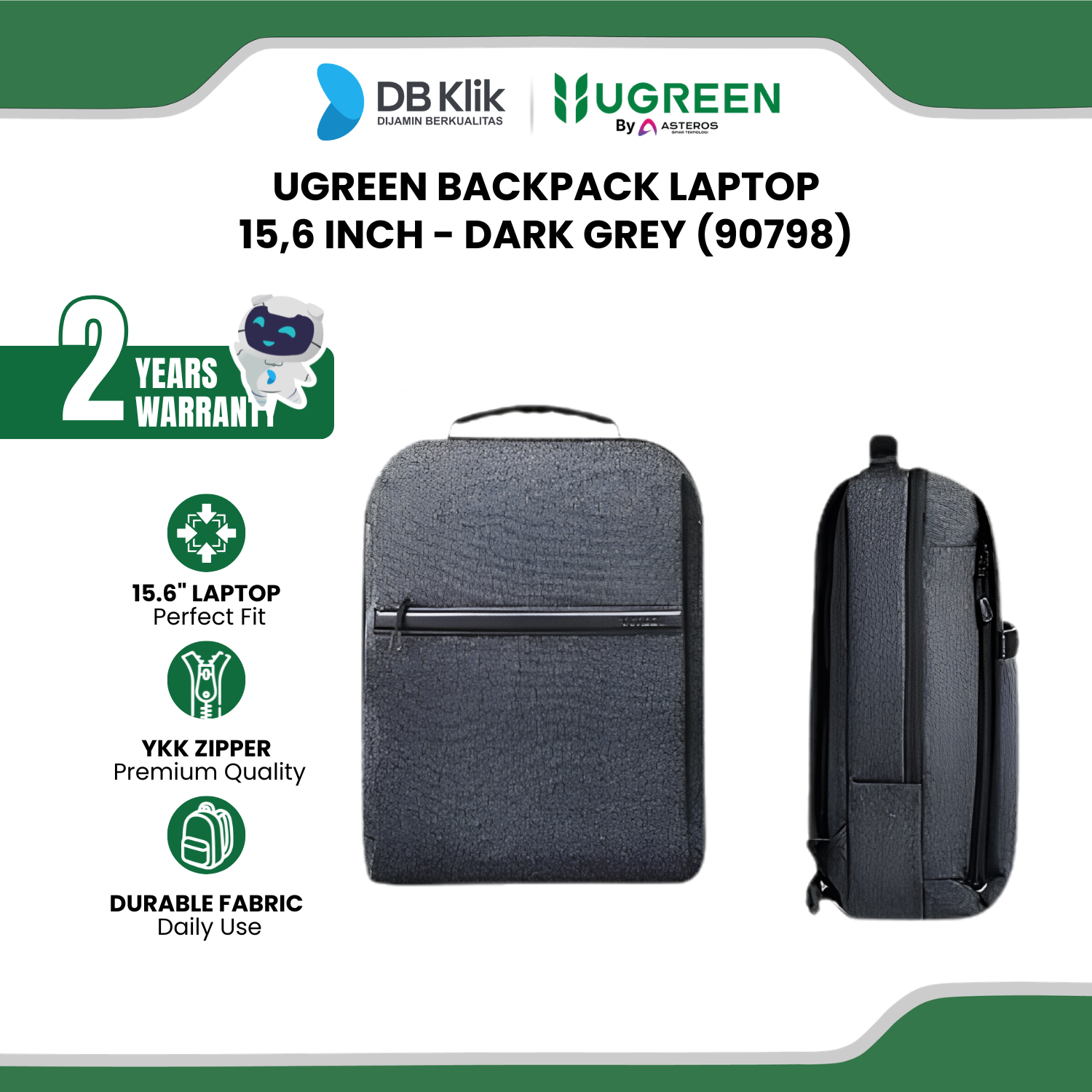 Backpack Laptop UGreen B02 15,6 Inch - Dark Grey (90798)