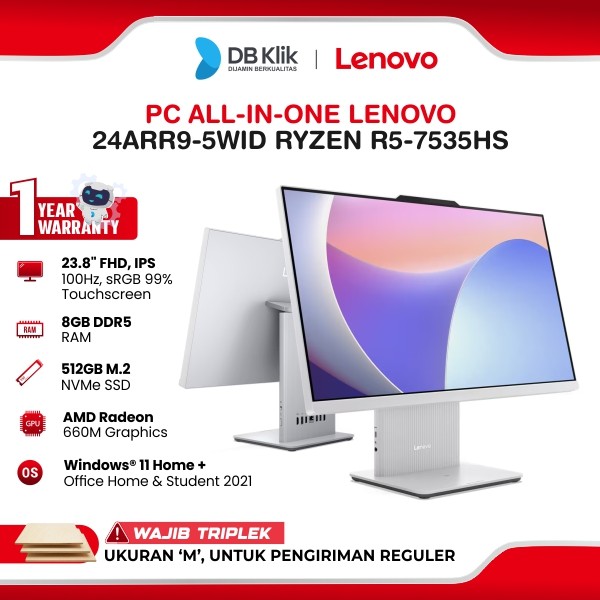 PC AIO Lenovo 24ARR9-5WID AMD Ryzen R5-7535HS 8GB/512GB Windows 11 Home + Office Home Student 2021 24" FHD IPS - Cloud Grey