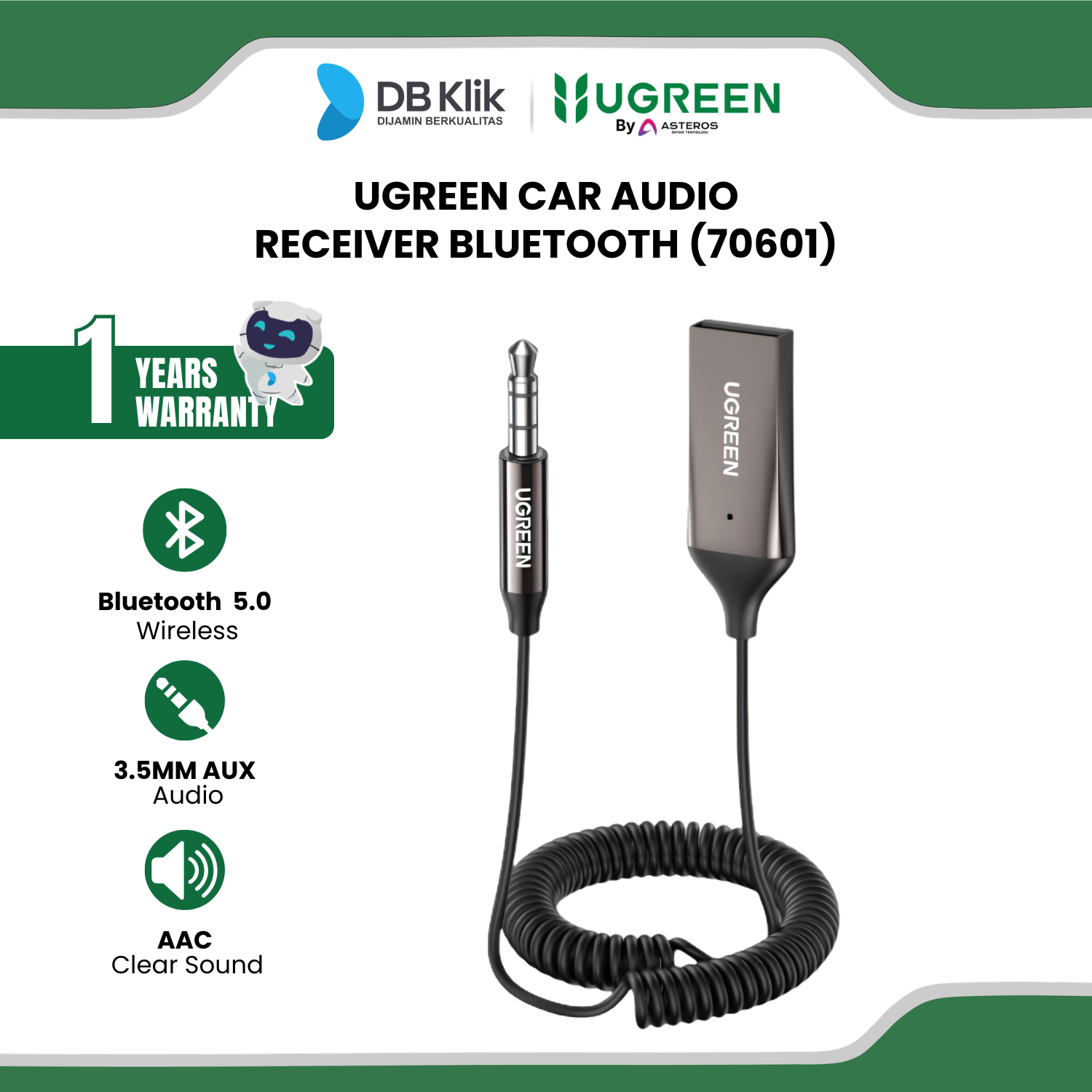 Car Audio Receiver Bluetooth UGreen Bluetooth 5.0 (70601)