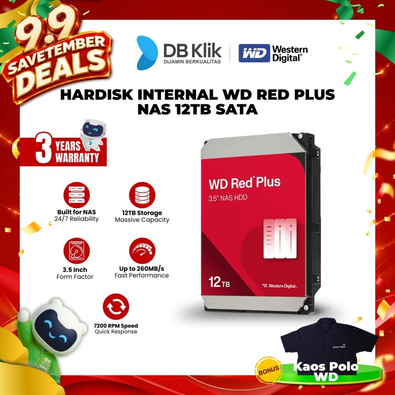 Hardisk WD RED Plus 12TB 3.5 Inch SATA - NAS HDD