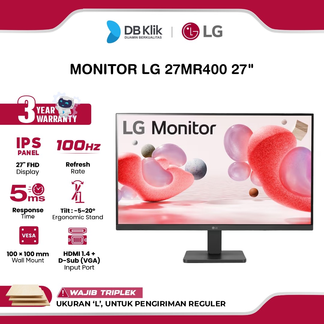 Monitor LG 27MR400 27" FHD IPS 100Hz 5ms AMD FreeSync HDMI VGA