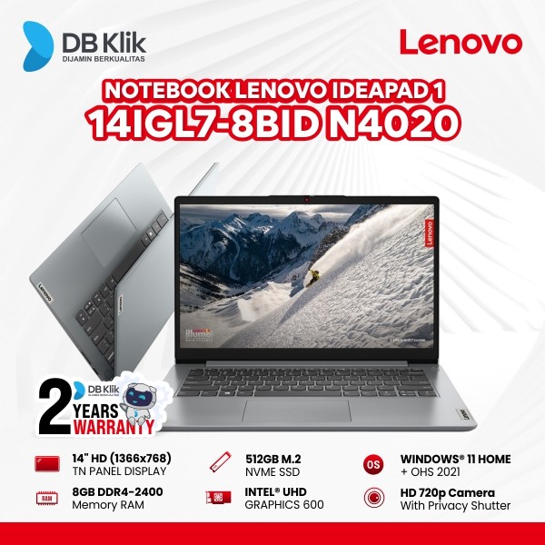 Notebook LENOVO IdeaPad 1 14IGL7-8BID N4020 8/512GB 14" W11 OHS Grey