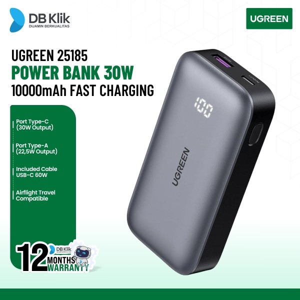 Power Bank UGreen 10000mAh 30W Usb A Usb C- Grey (25185)