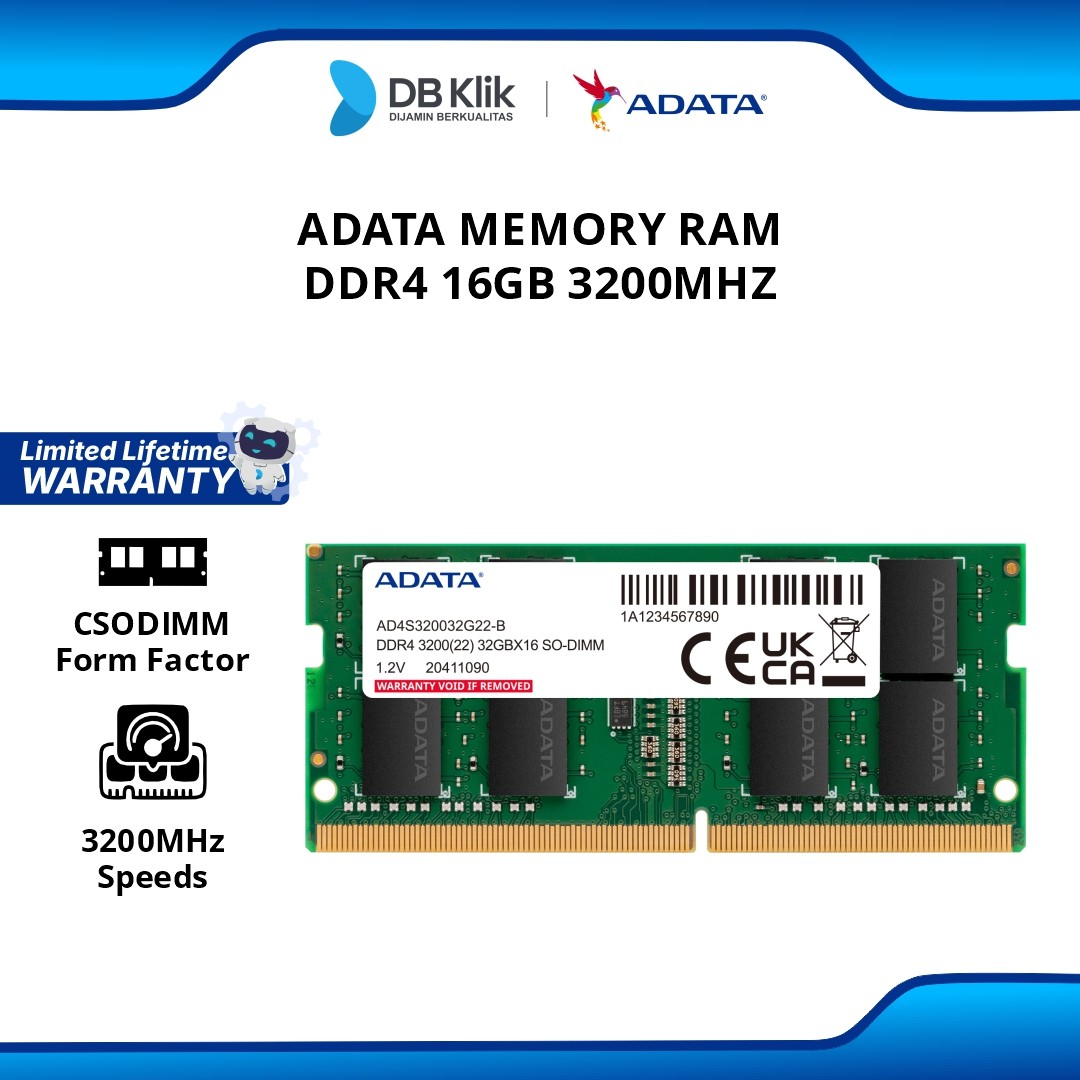 ADATA Memory RAM DDR4 16GB 3200MHz SODIMM
