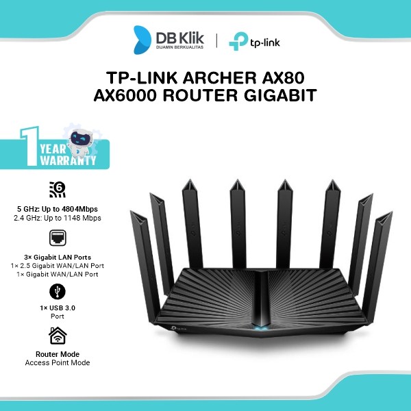 TP-Link Archer AX80 AX6000 Router Gigabit WIFI 6 Dual Band