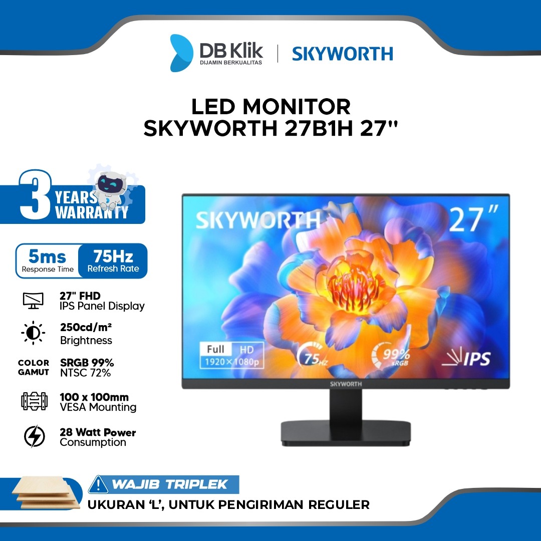 LED Monitor Skyworth 27B1H 27" IPS FHD 75Hz 5ms HDMI VGA