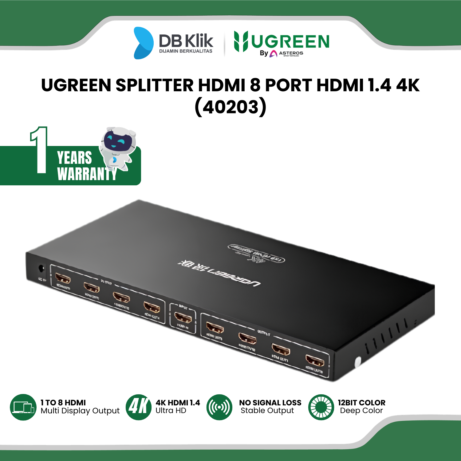 Splitter HDMI UGreen 8 Port HDMI 1.4 4K (40203)