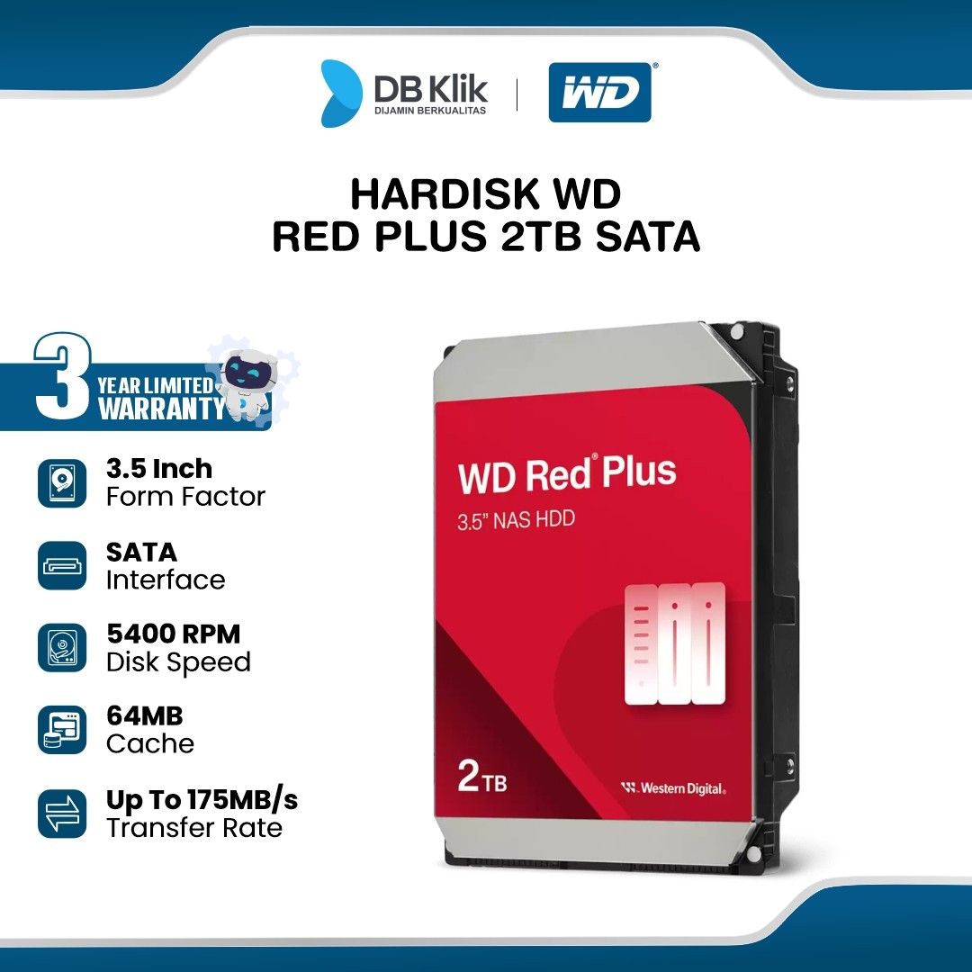 Hardisk WD RED Plus 2TB 3.5 Inch SATA - NAS HDD