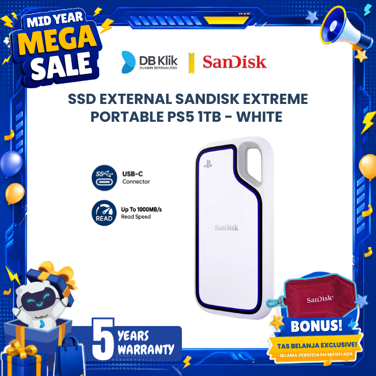 Sandisk Portable Extreme PS5 SSD External 1TB Licensed for PlayStation 5