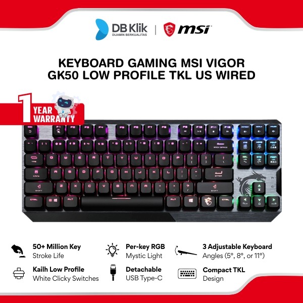 Keyboard Gaming MSI Vigor GK50 Low Profile TKL US Wired