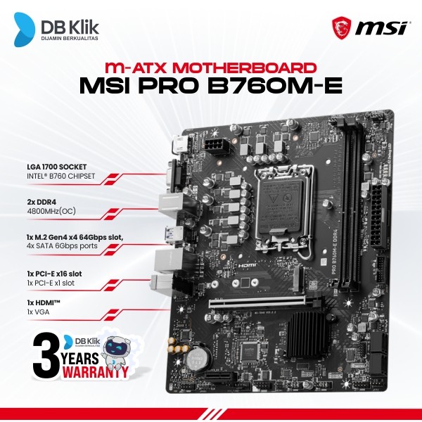 Motherboard MSI PRO B760M-E DDR4 m-Atx LGA 1700